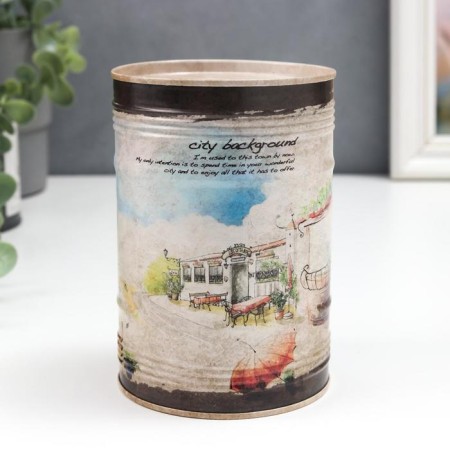 Копилка металл "Город" рельеф МИКС 12,5х8,5х8,5 см-1