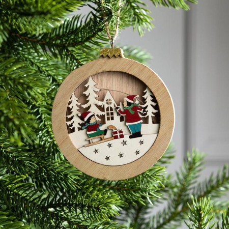 Christmas tree toy "Ball with children", from batteries, glow warm white-1