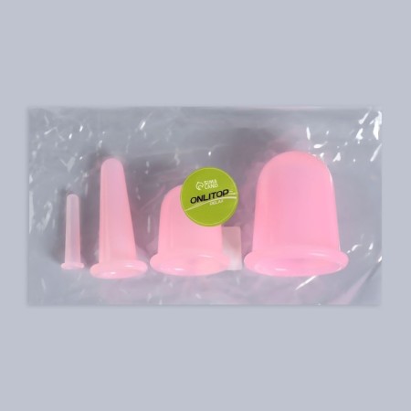 A set of vacuum cans for massage, silicone, d 7/5.5/3.9/1.6 cm, 4 pcs, pink color-3