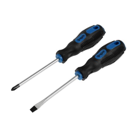 A set of screwdrivers of tundra, satin, magnet, two -component handles, PH2/SL6 x 100 mm, 2 pcs.
