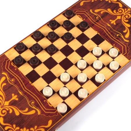 Wooden backgammon is large, with “wolf-21” checkers, a board game, 60 x 60 cm-2