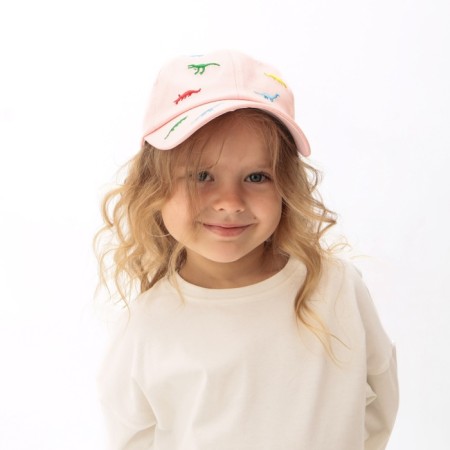 Children's cap "Dinosaurs" minku pink color, size 44-46