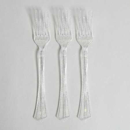 Plastic “shine” forks, set 12 pieces, silver color