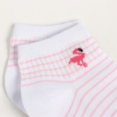 Women's socks shortened "flamingo", white/pink color, size 23-25-2