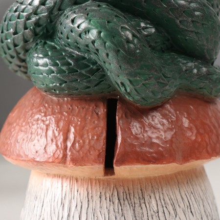 New Year's piggy bank "Snake on the mushroom" 11 x11 x 18 cm.-5