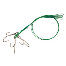 The leash of the steel Namazu Leader 1x7 Coated Green, D = 0.39 mm, l = 20 cm, with a lively hook