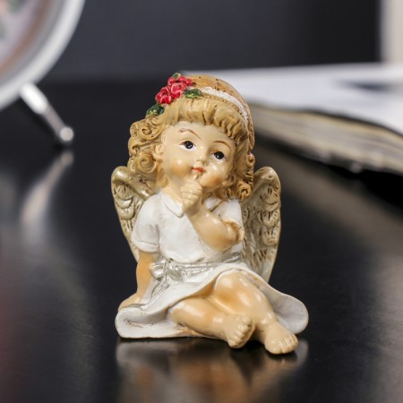 Polystone souvenir "Angel-girl with puffy cheeks thoughtful" mix 5.4x3.8x3.9 cm-1