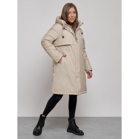 Coat insulated winter female, size 48, beige color-2