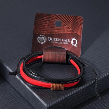 Bracelet Unisex "Strength" Weaving, red-black color, D = 7 cm-2