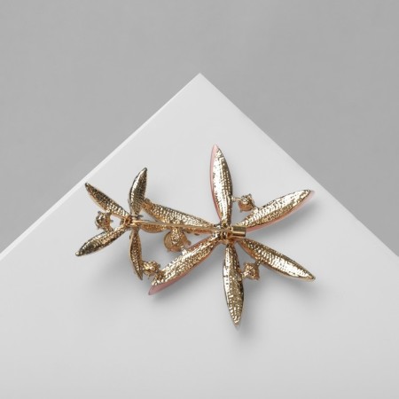 Brooch "needle flowers", white-pink color in gold-2