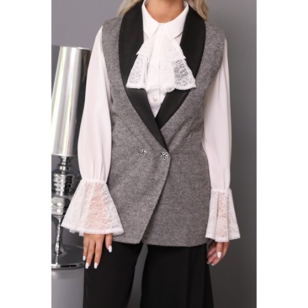 Women's vest, size 42, gray color, black-12