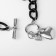 Piece "chain" heart toggle, black color in silver, 53 cm