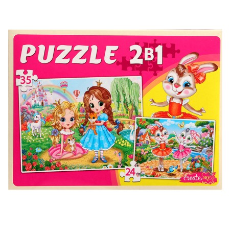 Maxi-Puzzles 2 in 1 "Princesses and bunnies No. 1", 24 and 35 elements-4