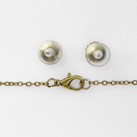 Set 2 objects: earrings, pendant “Wings”, white-blue color in black gold, 48 cm-2