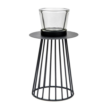 Metal candlestick, 13 × 13 × 22 cm, black color