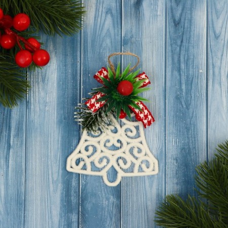Decoration Christmas tree "Opener's bell" 7x8 cm, white