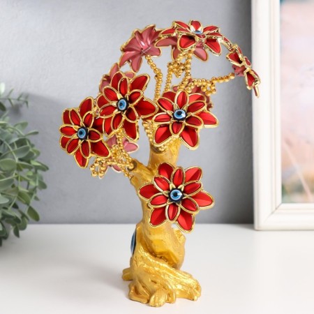 Souvenir from the evil eye "Blooming tree" gold, red 17.5x6.5x23 cm-3