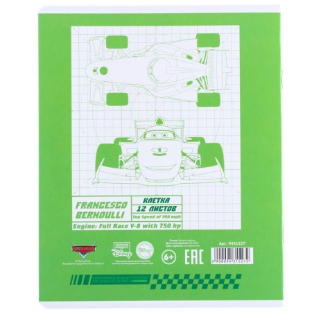 Notebook in a cage 12 sheets, 5 types of mix, cover coated cardboard, cars-9