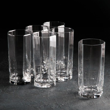 A set of high glass glasses Kosem, 380 ml, 6 pcs