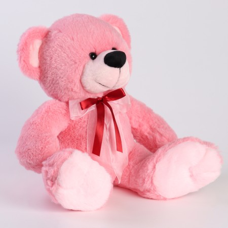 Soft toy "Bear" with a bow, 40 cm, pink color-1