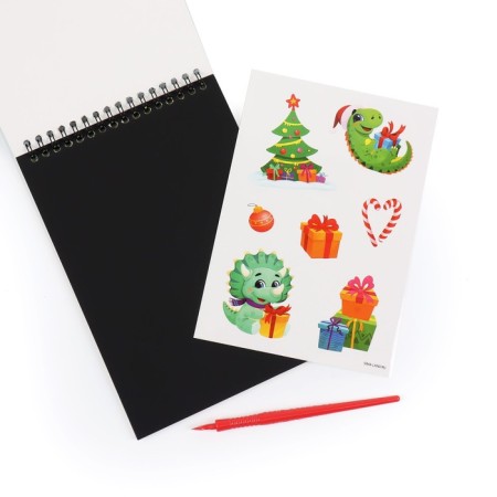 New Year's notebook - New Year's engraving “New Year! Dinosaur ", 10 sheets, sheet of stickers-4