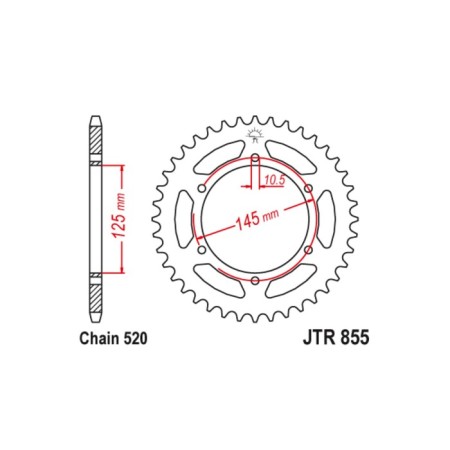 General star JT SPROCKETS JTR855-47, chain 520, 47 teeth