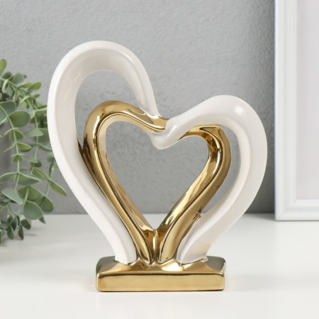 Souvenir ceramics "woven hearts" white with gold 5.5x17.5x19.5 cm