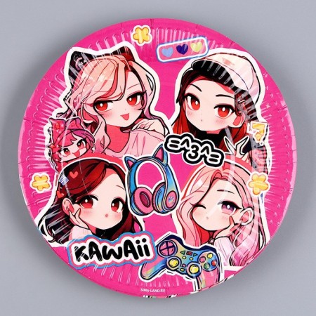 Disposable paper plate "anime", stickers 18 cm-1