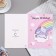 A postcard with a wooden element "Happy Birthday!" Handmade, unicorn, 14.7x10.5 cm