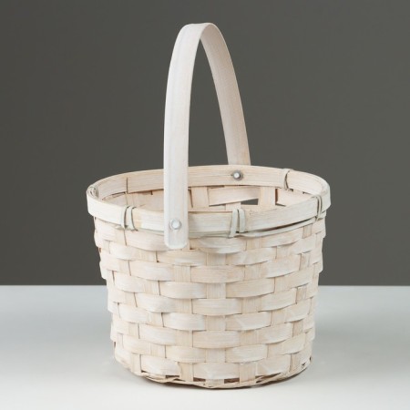 Wicker basket, d17 x 12 x 22 cm, white, bamboo-2