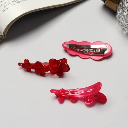 Jannet hair clip (set 3 pcs) 5 cm, pink-1