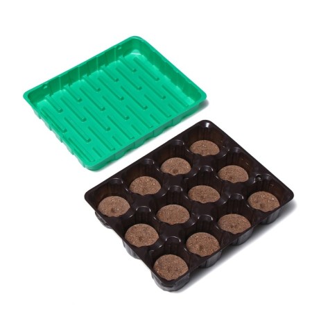 Set for seedlings: peat tablet d = 4.1 cm (12 pcs.), Cassette for 12 cells of 50 ml, pallet, green-2