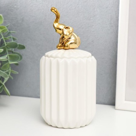 Coramics Coramics "Golden Elephant" White, Hofre 16x7x7 cm-3
