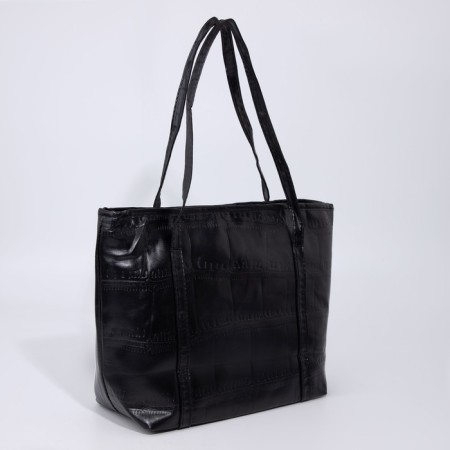 Soper bag with zipper, black color-1