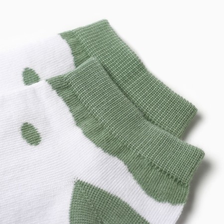Women's socks shortened "cubs", white/olive color, river 23-25-1