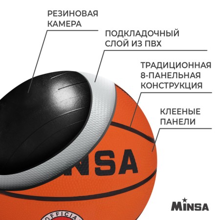 Basketball ball Minsa Sport, PVC, glued, 8 panels, p. 5-2