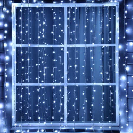 Garland "Curtain" 2 × 3 m, IP44, UMS, white thread, 760 SMD-LED, glow white, 220 V