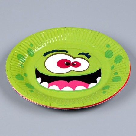 Disposable paper plate "Monster", mix, 18 cm, set 6 pieces-7
