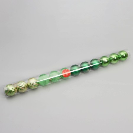 Set of balls plastic D-6 cm, 12 pcs "Agnet" stripes, green-1