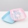 Rounded toilet with a mesh of 33.5 x 25 x 6 cm, pink/blue