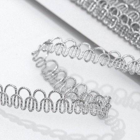 Decorative braid "loop", 12 mm, 10 ± 1 m, silver color-1