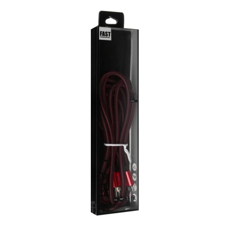 MicroUSB cable - usb, 2.1 a, nylon braid, 2 meters, red-3
