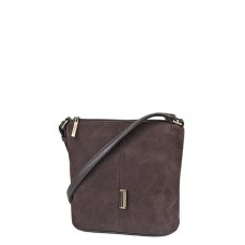 Bag Cross-Bodi Surf. Zamsha, lightning department, brown color 22x11x24cm