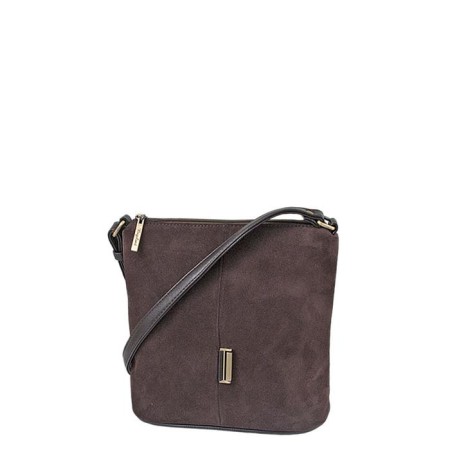 Bag Cross-Bodi Surf. Zamsha, lightning department, brown color 22x11x24cm