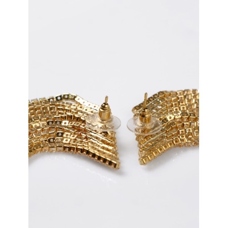 Hanging earrings with rhinestones "Eternal radiance" ladder, white color in gold-1