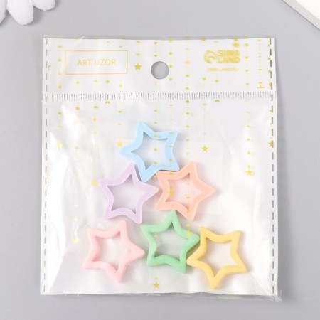 Decor for creativity plastic "Star" set 6 pcs mix 2.7x2.5 cm-2