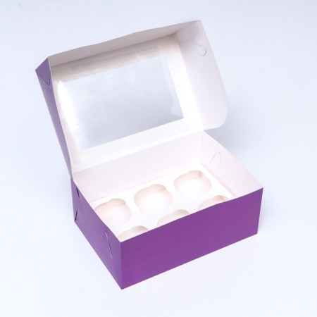 Packaging for 6 cupcakes with a lilac window, 25 x 17 x 10 cm-2