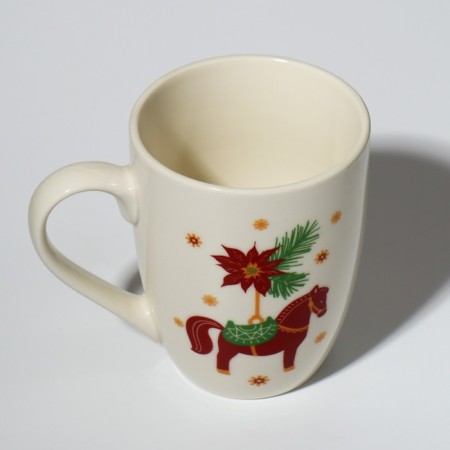 Ceramic mug with a spoon "New Year's toys", 310 ml, white color-4