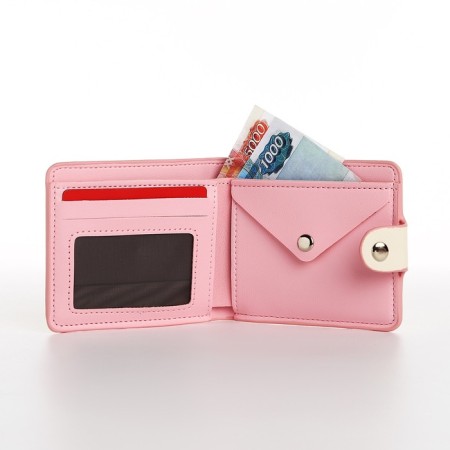 Wallet on the button, beige color-4