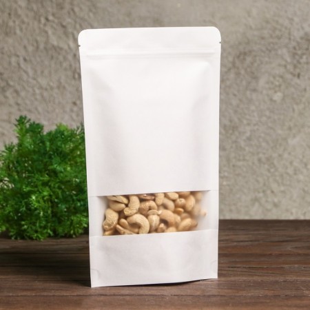 Zip-Lock package Kraft, white, with a rectangular window 30 x 40 cm-1